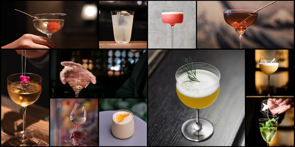 SIP AND GUZZLE glassware shown in a bar setting