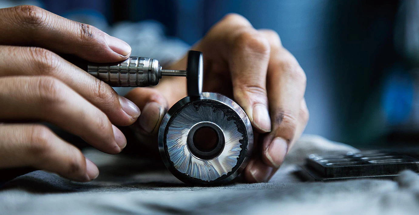 Metalworking hands, photographed for the BIRDY. official website